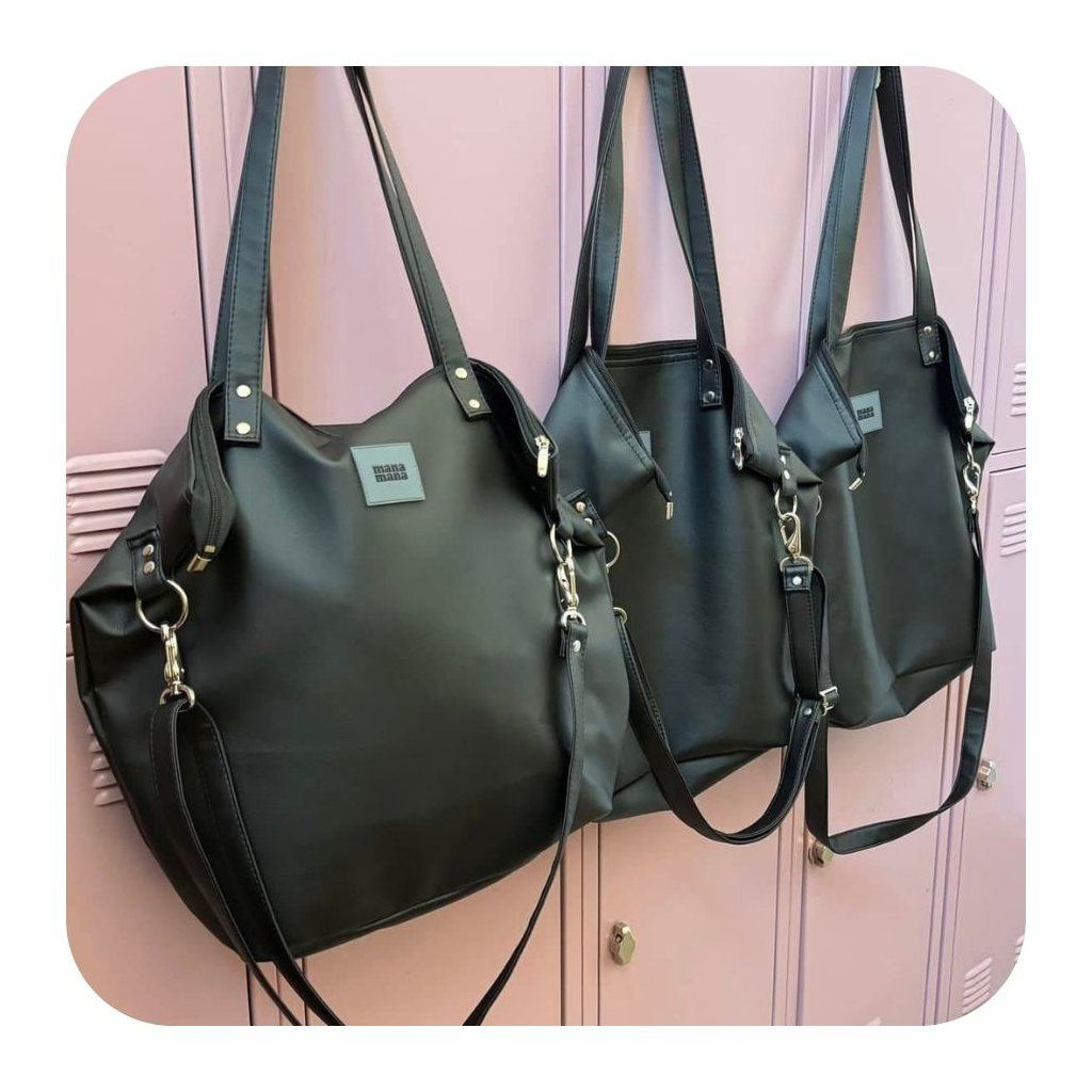 Ručně šitá prostorná kabelka černá z polské rodinné dílny