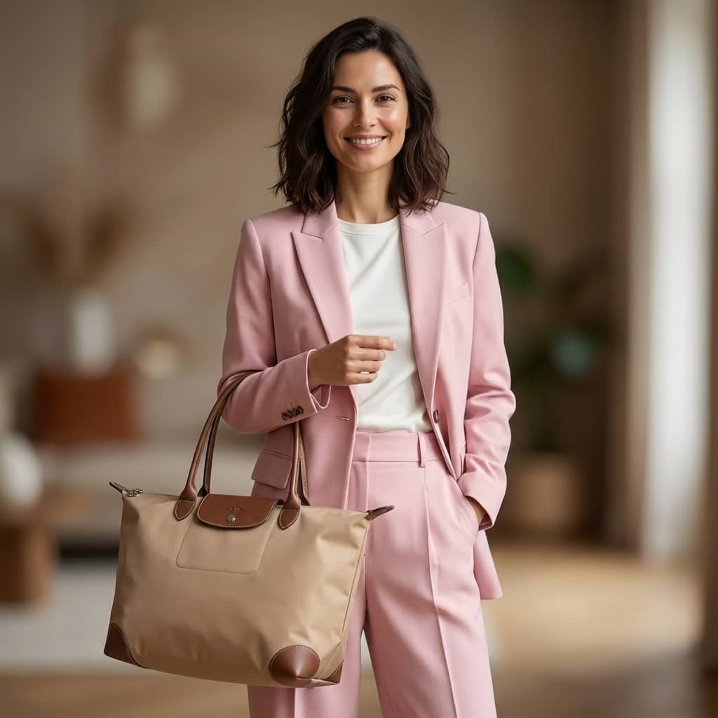 Béžový set cestovní tašky a kabelky